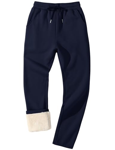 Flygo Men's Fleece Lined Sherpa Sweatpants Winter Warm Pants Jogger Lounge Athletic Pant with Pockets