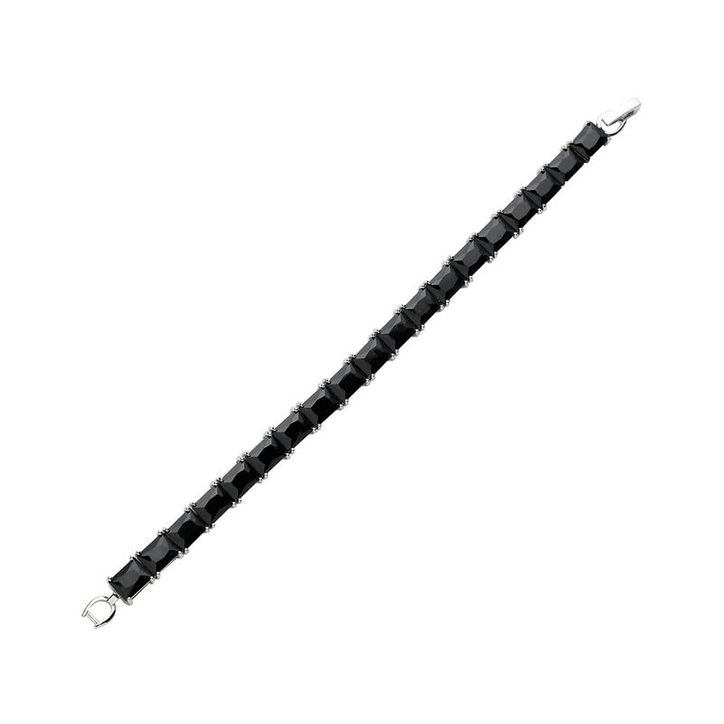 French Accent Mens Geometric Stone Tennis Bracelet For Casual Wear | Charcoal Black Colour | Alloy Material | Interlock Closure | Artificial Stone Bracelet | Fashion Bracelet For Man & Boys (B0CNK5K6RQ) Amazon Price History, Amazon Price Tracker