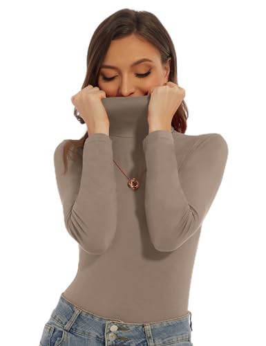 Image of Women's Turtleneck Long Sleeve Shirts Slim Fitted Lightweight Base Layer Casual Tops