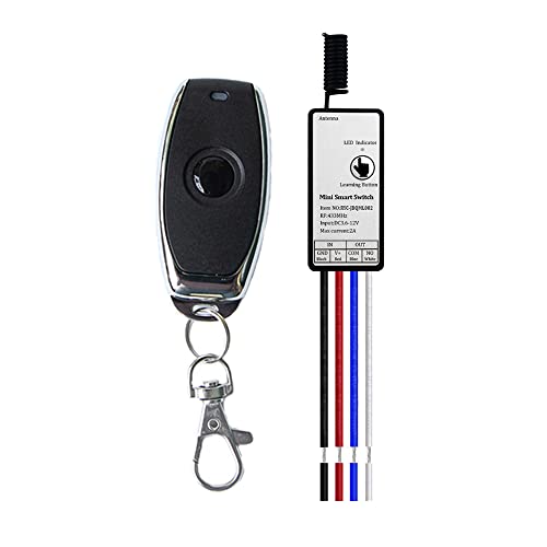 DC 5V 6V 9V 12V Mini Relay Remote Control Switch Small Contact NO COM NC 1 Channel Learning Button Wireless Remote Control Switches Ask 433MHz Toys DIY (Toggle-1 Switch)