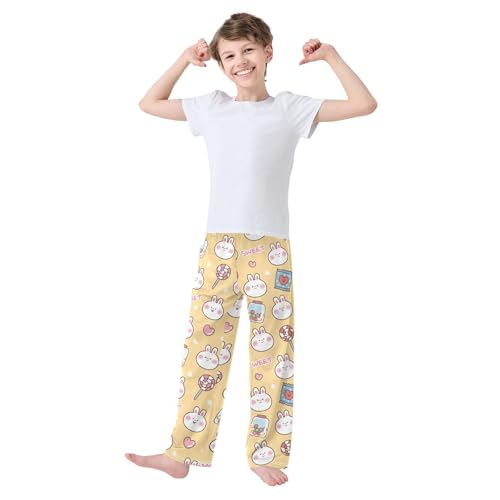 Boys' Pants Cute Rabbit Sweet Animal Long Bottoms Jogger Pants Elastic Waist Trousers with Pockets S-XL2
