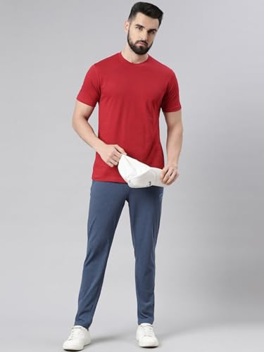 Image of Veirdo Regular Fit Half Sleeves Round Neck Solid Pure Cotton T-Shirt for Men (Available in White, Black, Swan White, Mustard, Maroon, Green, Lilac, Navy, Red Color)