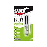 SADER   Colle Epoxy bi composant Express   Colle forte et résistante   Prise en 1 Minute   Tous Matériaux   Transparent   Seringue 4ml