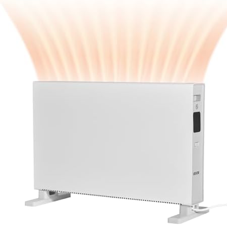 VEVOR Convection Panel Heater, 1500W Electric Panel Space Heater with Remote & Touch Control, 3 Modes, 24H Timer, Stand or Wall Mount Design with Anti-Tipping & Overheat Protection for Home and Office
