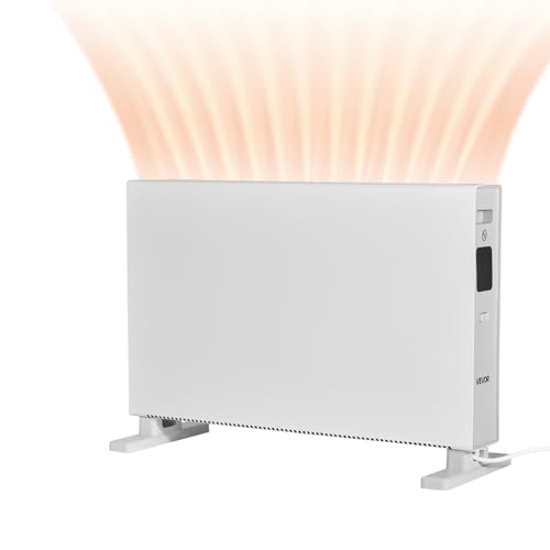 VEVOR Calefactor de Convección de 2000 W, con Vector Eléctrico y Control Remoto, 3 Modos de Calefacción, Temporizador de 24 Horas, de Pie o de Pared, Protección contra Sobrecalentamiento, Blanco
