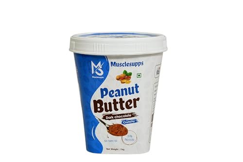 Image of Musclesupps Peanut Butter 1 Kg Dark Chocolate And Get Extra 1Kg Peanut Butter | High Protein Crunchy Peanut Spread With Real Chunks | Zero Trans Fat & Cholesterol | Rich In Healthy Fats & Fiber