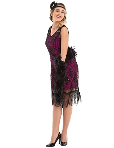 Prettyguide Women 1920S Dress Gatsby Cocktail Sequin Art Deco Flapper Dress M Black Rose #TOP3