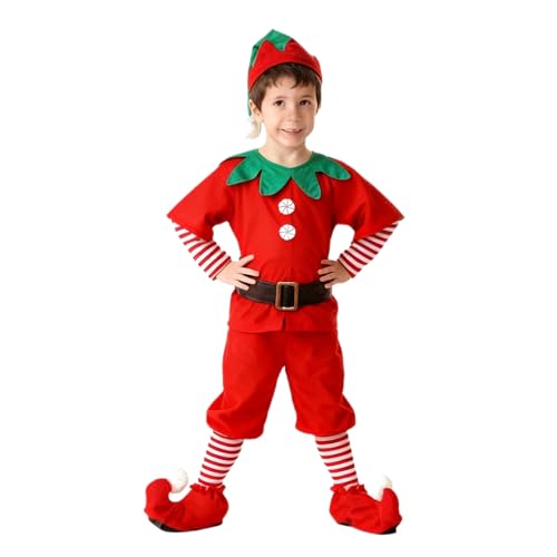 Générique Costume Lutin de Noël pour Enfants Déguisement deguisement noel enfant Elfe pour Filles et Garçons pour Fête et Carnaval