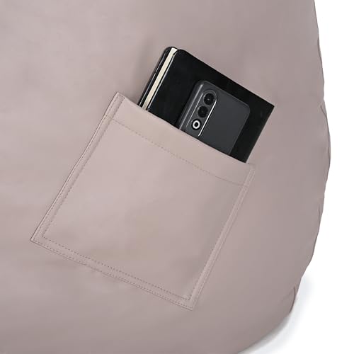 Image of 4XL Premium Leatherette Bean Bag with Rectangular Footrest & 16x16 Inch Cushion | High Density Beans Filled | Side Pocket & Easy to Carry Handle | 6 Months Warranty Color- (Beige, 4XL)