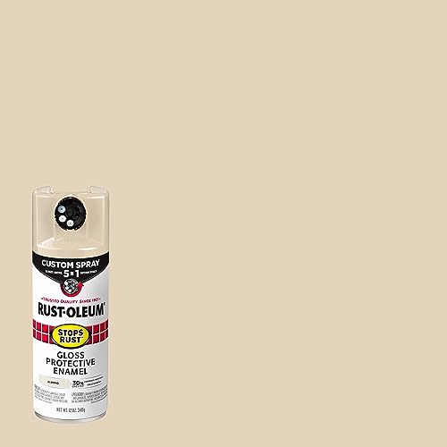 Image of Rust-Oleum Stops Rust Custom 5-in-1 Spray Paint, Gloss Almond | Rust Preventive Enamel, Multi Surface (Metal, Wood and More), Adjustable Dial for Better Control, Fast Dry, Comfort Tip