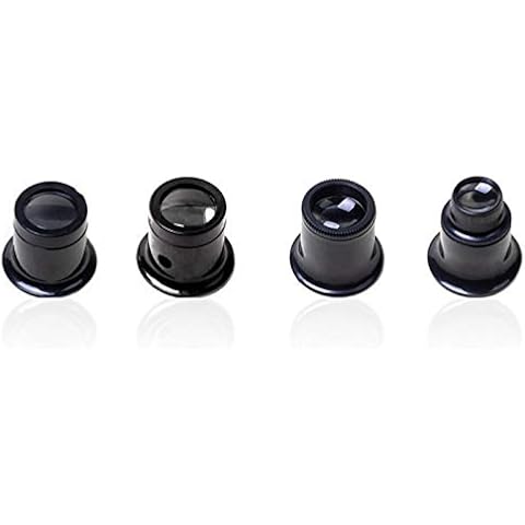 4PCS Loupe Eyeglass Magnifiers Set of Different Strengths Watchmakers Repairs Tool - 5X, 10X,15X, 20X Magnification Jeweller’s Watchmaker Eye Loupe Magnifying Glass Set Cover