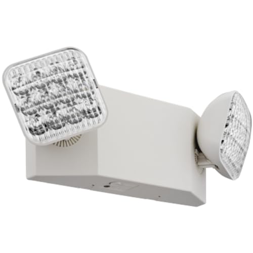 lithonia lighting basics led emergency light emergency lighting with dual adjustable led lamp heads wall mount damp location rated 90-minute backup 120277v white eu2c m6