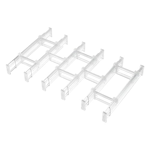 Image of Vtopmart 2.36 inch Drawer Dividers with Expandable Inserts, 12.8 inch-22.3 inch Adjustable Kitchen Drawer Organizer, Clear Plastic Organizer Separator for Flatware, Utensil, Cutlery, 6 Dividers with 10 Inserts