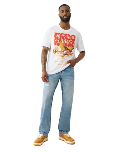 True Religion Men's Ricky Straight Flap Jean, Medium Wash2