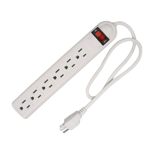 Image of 6 Outlet Power Strip US Plug Compact Accessories for Commercial Dorm Desktop 75cm Cord| Surge Protectors, Power Strips| Multipurpose Batteries & |Consumer Electronics
