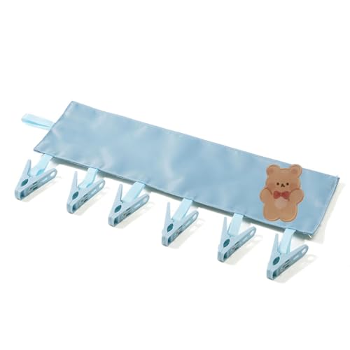 Rukayana Travel Foldable Hangers Suitcase Drying Rack Sock Clothesline Hotel Laundry Bathroom Towel Hanger with 6 Clips (Blue)