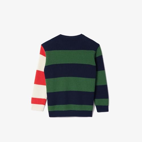 Lacoste Kids' Short Sleeve Elevated Stripe Crew Neck Sweater3