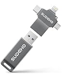 SUDEHO MFi-zertifizierter USB Stick 128 GB für iPhone, 4-in-1 Speicherstick mit USB 3.0 High-Speed, Flash-Laufwerk für iPhone/iPad/Android/PC/Mac, Backup Stick für Fotos, Videos & Musik, Schwarz