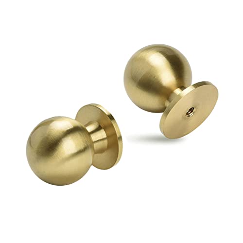 Tiazza 4pcs Round Solid Brass Knobs Antique Cabinet Drawer Small Handle Modern Minimalist Pulls (Gold) - Image 2