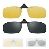 UOCAI Polarisierte Clip-On Nachtfahrbrille, Polarisiert Nachtfahrbrille Clip für Brillenträger Blendfreie Nachtsichtbrille zum Hochklappen Überzieh Nachtsichtbrille für Autofahrer