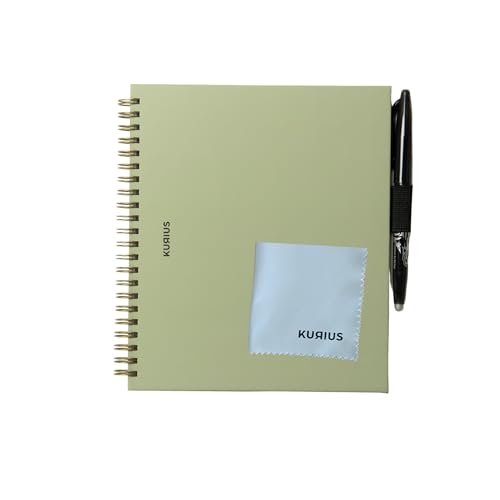 Carnet effaçable réutilisable Kurius olive à feuilles lisses