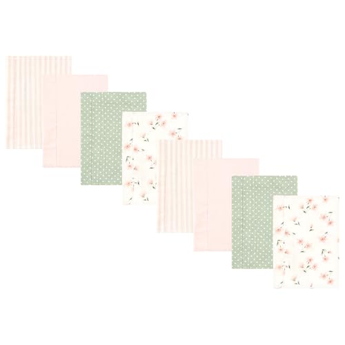 Image of Hudson Baby Cotton Poly Flannel Burp Cloths Multipack, Pink Dainty Floral 8-Pack, One Size