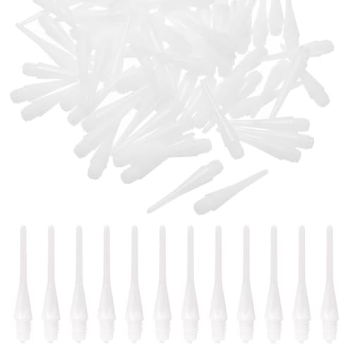 LQIOACU 60 Piezas Dardos Blancos Punta Plástica, Dardos Profesionales Punta Plástica, Puntas Dardos Plástico, Puntas Dardos Blandos-Negro, 2BA