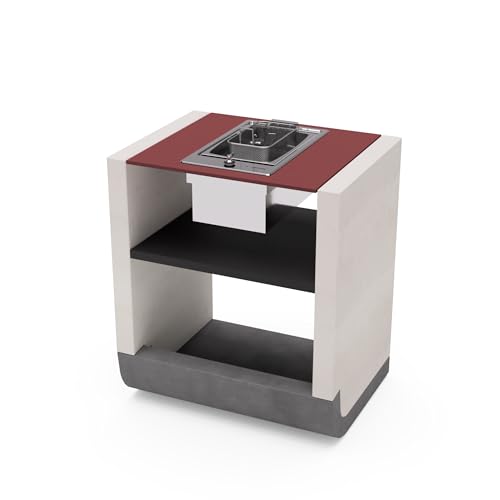 TUOZI   Módulo de soporte SUD Eléctrico para Barbacoa de Obra Prefabricada (Blanco, gris, rojo   81 x 60 x 60 cm)   Uso en Exteriores