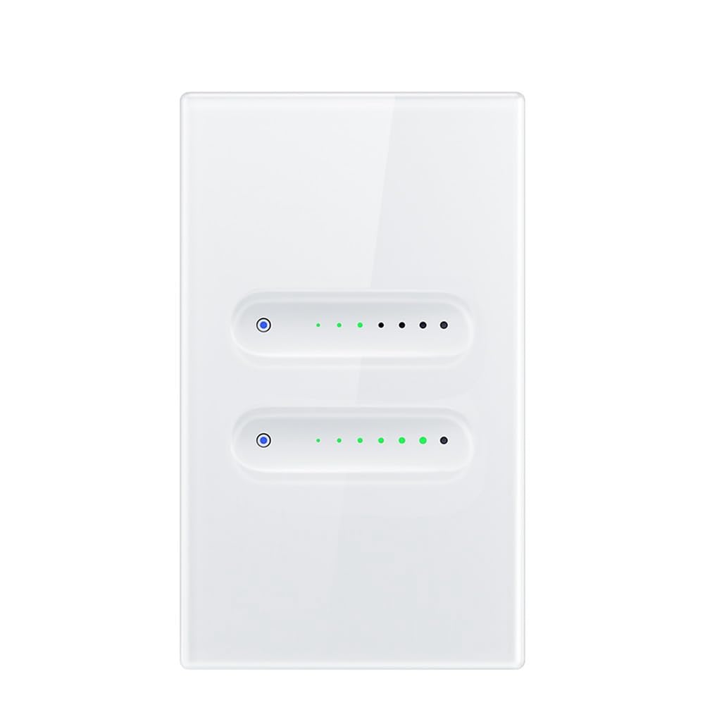 reamhome Tuya WiFi Smart Dimmer Switch 2 Gang Dimmer Light Switch Touch Panel APP Remote Control Works with Alexa Home,A