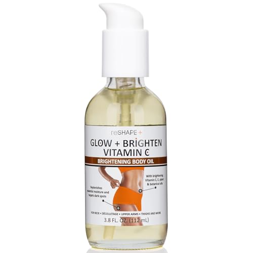 Reshape+ Vitamin C Body Oil Skin Care Moisturizer W/Vitamin E & Turmeric - Nourishing, Brightening, & Hydrating Body Oil To Improve Look Of Dark Spots, Dry Skin, & Stretch Marks, 3.8 Fl Oz