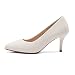 Imagen de Jamron Mujer Cuero Genuino 7CM Tacones Altos Elegante Puntiagudo Pumps Zapatos de Oficina Beige SN602C015-2 EU35