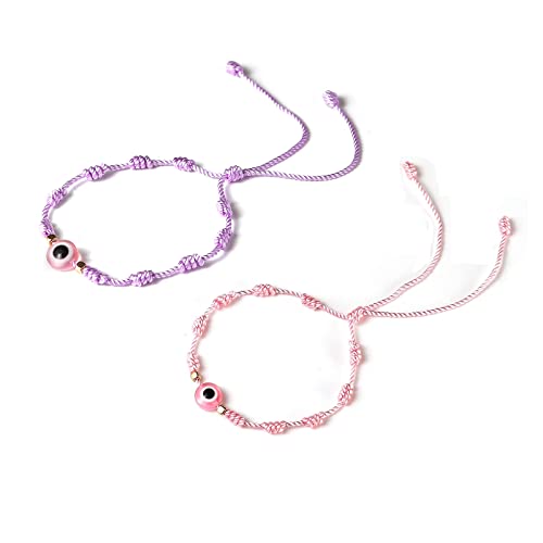 Image of Caiyao Evil Eye Bracelet - Handmade Adjustable Red Black String Knot Lucky Kabbalah Protection Bracelet