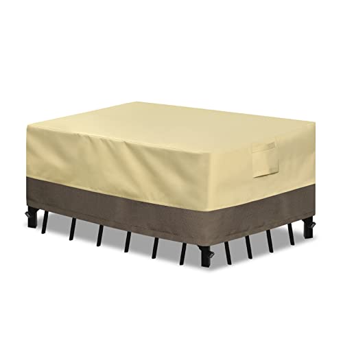 Purefit Patio Furniture Covers, Outdoor Table Furniture Cover Waterproof Canvas Rectangle, 650D Patio Covers For Outdoor Furniture, Lawn, Deck, Backyard, Anti-Fade & Tear Resistant, 90"L X 64"W X 28"H #TOP19