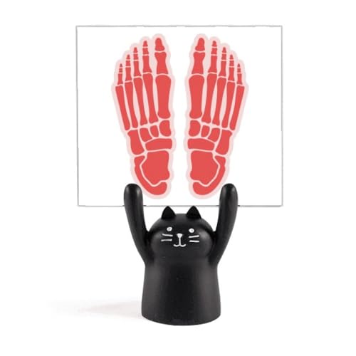Support de mémo chat noir avec illustration du corps humain et pied de décoration