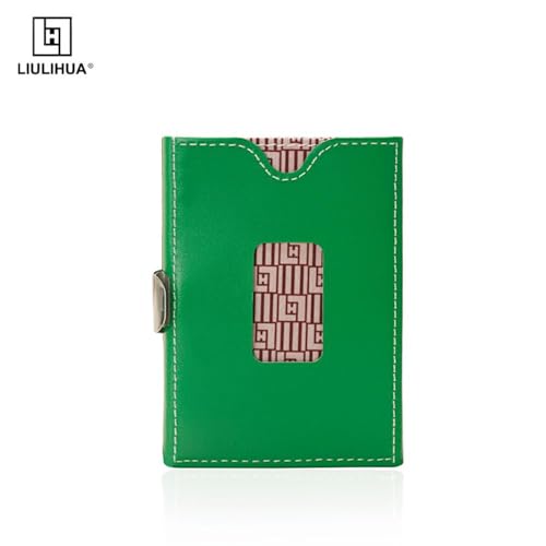 Image of LLH Leather Trifold Wallet - RFID Blocking with Stainless Steel Locking Clip Wallet, Minimalist Front Pocket RFID Blocking Credit Card Holder (grenn-c)