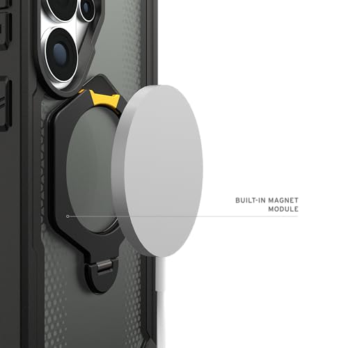 Image of Urban Armor Gear UAG Designed for Galaxy S26 Ultra 5G Case, Plasma XTE - Compatible with Magnetic Charging with Kickstand Fully Rotates 360 Degrees, Transparent Rugged Protective Cover - Black /Yellow