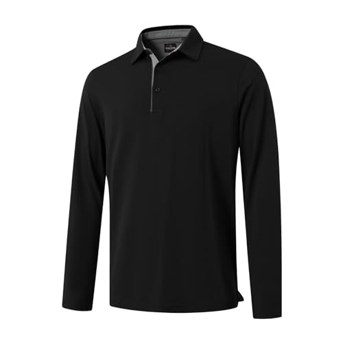 Image of Men's Business Long and Short Sleeve Polo Shirts Mercerized Cotton Blend Casual Stylish Collared Shirts