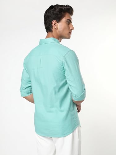 Image of Urbano Fashion Men's Linen Blend Full Sleeve Relaxed Fit Casual Solid Shirt