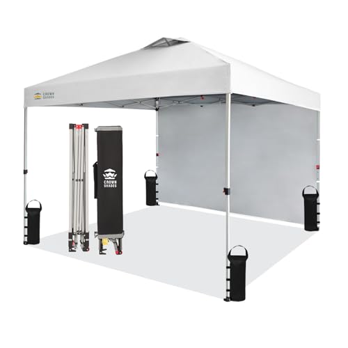 CROWN SHADES 10x10 Pop Up Canopy with 1 Side Wall...