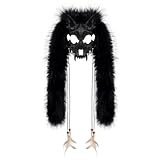 Animal Head Wolf Mask Furry Viking Headpiece Halloween Warrior Werewolf Costume Scary Skull Bone Devil Cat Mask Halloween Cosplay Party Decor Props for Women Men