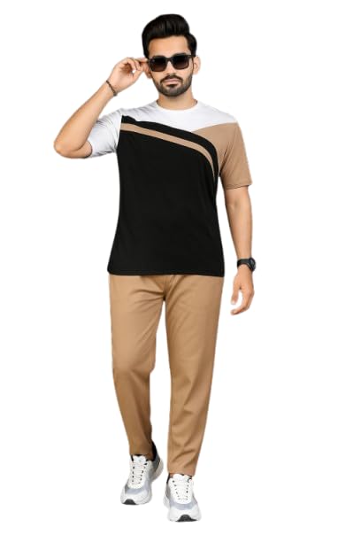 Cotton Blend Cord-Set for Men, Regular Fit Half Sleeves T-Shirt and Lower Set | Night Suit, Summer Track Suit for Boys | Ideal for Casual Outings, Workout, Gym, Sports-picture-24