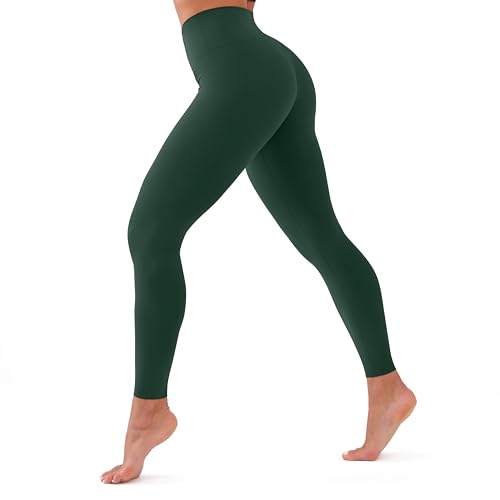 High Waisted Leggings for Women, Soft Tummy Control, Non See Through, Stretch Workout Yoga Pants for Running, Plus Size (Forest Green,S/M,Pocketless)