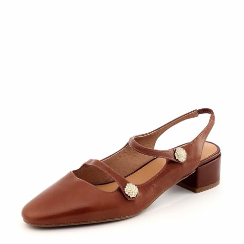 Women's Retro Closed Round Toe Chunky Heel Slingback Pumps Chic Slip On Double Strap Mary Jane Low Block Heels Comfortable Party Office Dressy Shoes for Women3