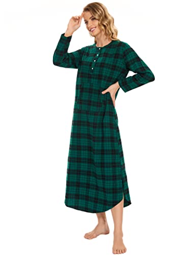 Zerbala Long Flannel Nightgown for Women Long Sleeve Plus Size4