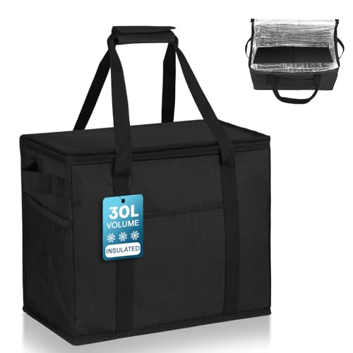 Beautyshow Kühltasche mit verstärktem Boden, 30L Große Picknicktasche, Faltbare Langlebige Einkaufstaschen, Sehr Isolier...