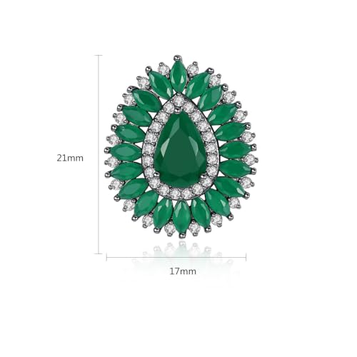 14K Gold Teardrop Shaped Emerald Studs For Women, Moissanite Halo Stud Earrings, Vintage Jewelry for Evening Party2