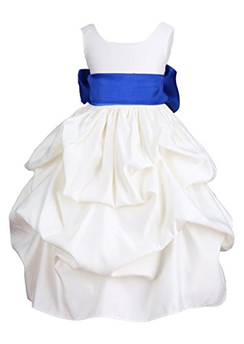 Pink Promise Ivory Wedding Party Pick-Up Organza Sash Flower Girl Dress2