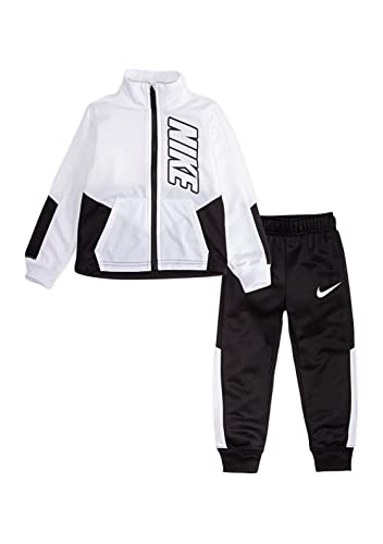 Nike Baby Boy Dri Fit Full Zip Jacket and Pants 2 Piece Set (White(66E201-W1X)/B, 12 Months)