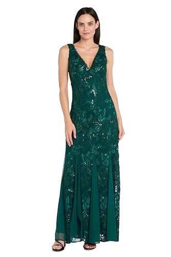 r & m richards cascading sequin-embellished dress Scoop Neck Long Sequin Mother of the Bride Dress by R&M Richards 5073P