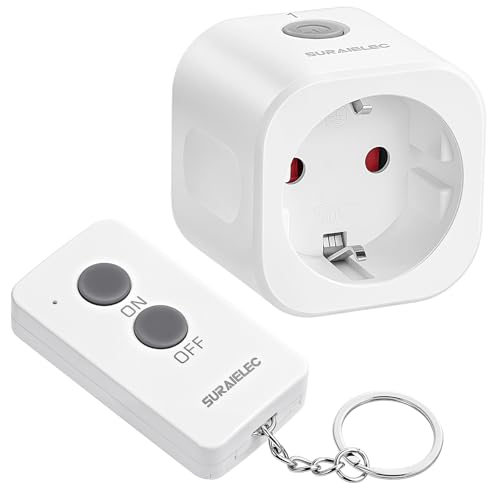 SURAIELEC Funksteckdose mit Fernbedienung, 16A/3680W, Kabelloses...